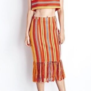 Pink‎ Tartan beach fringe skirt